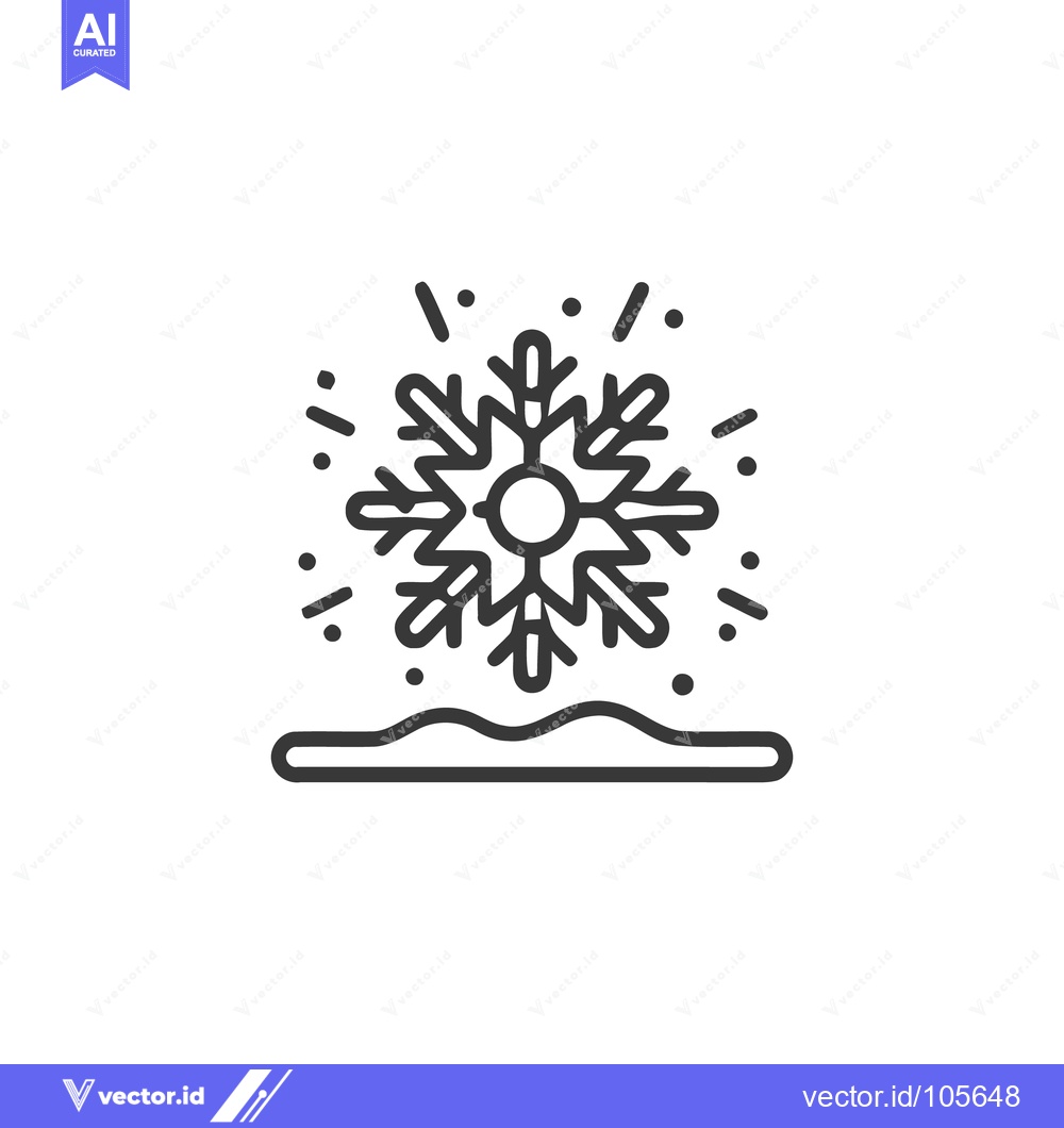 Premium Vector of Minimalist Snowflake Icon Above Snowdrift, Winter Season Symbol