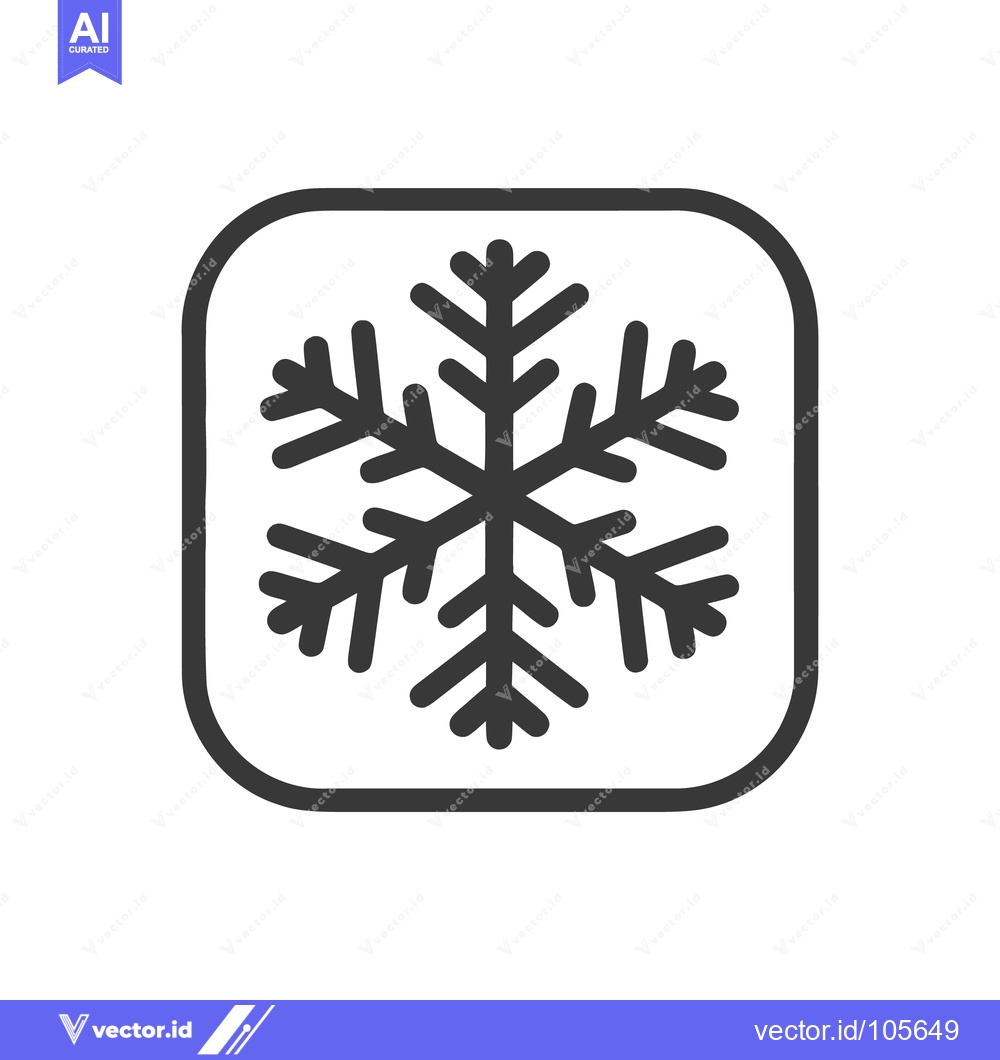 Premium Vector dari Minimalist Snowflake Icon in Rounded Square Frame, Dark Gray on White
