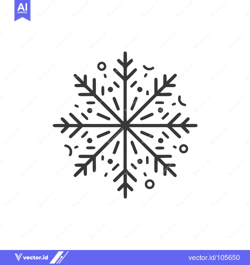 Premium Vector of Minimalist Snowflake Icon with Geometric Details on White Background