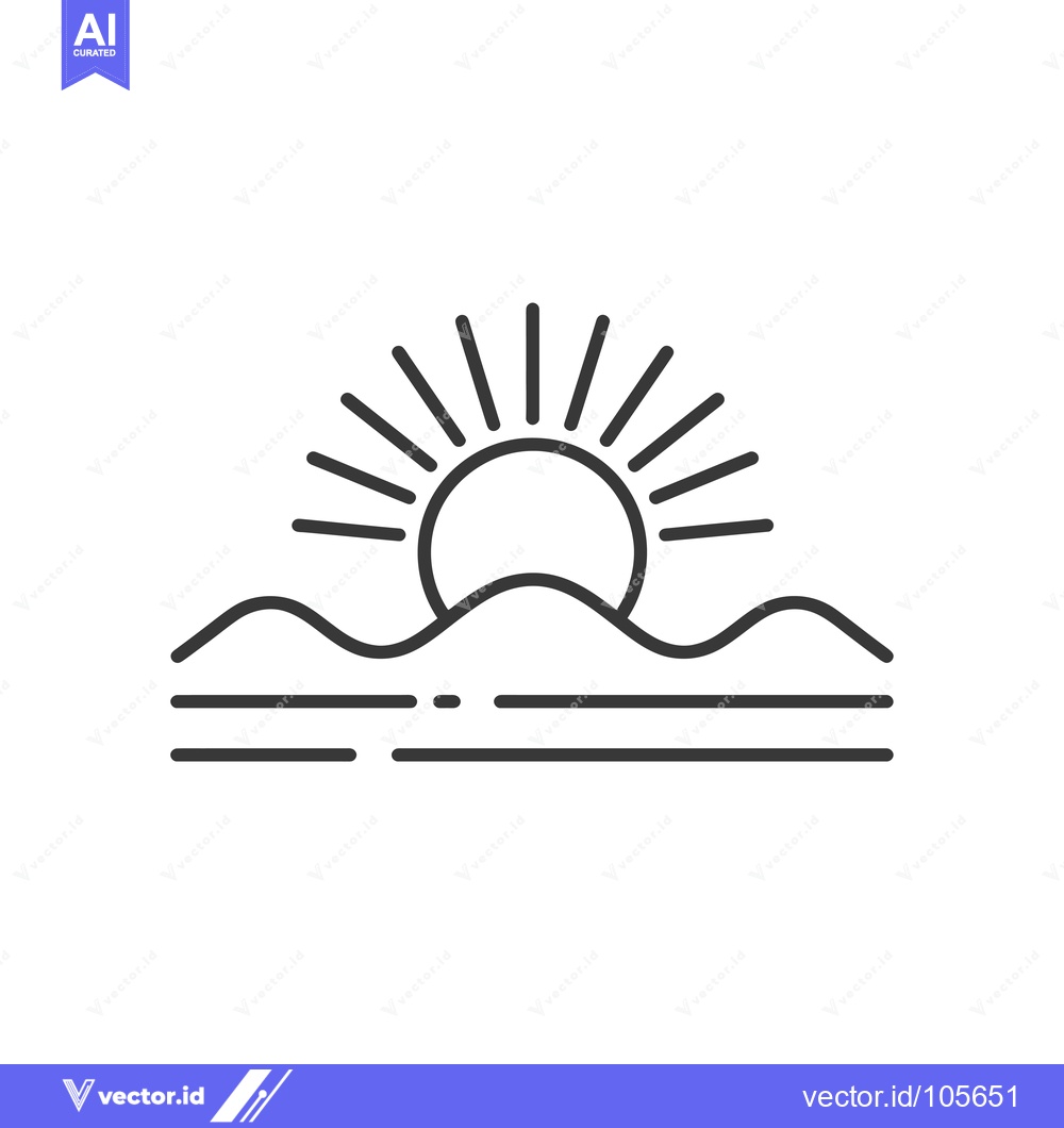 Premium Vector dari Sunrise over a mountain range with three horizontal lines below