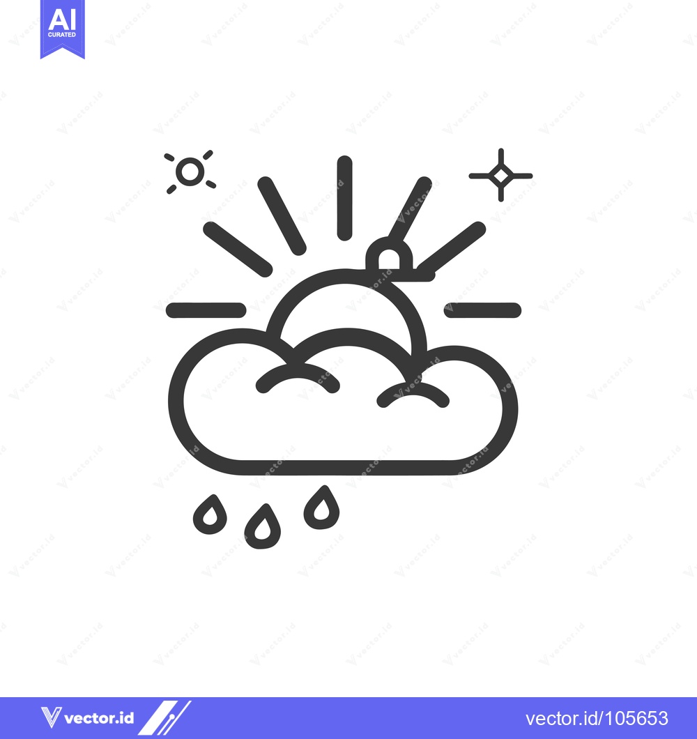 Premium Vector dari Sunrise with Rain Clouds and Sunbeams