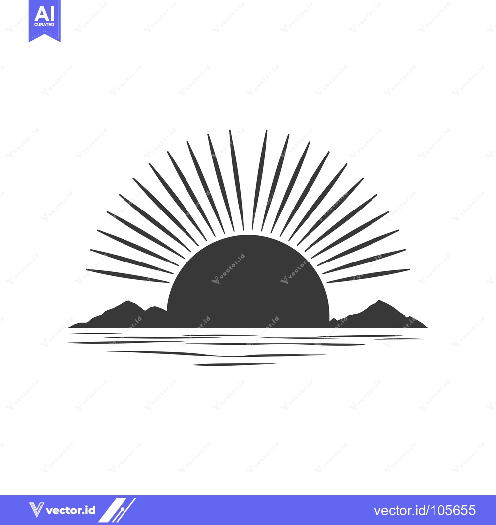 Premium Vector dari Sunset over Mountains and Ocean