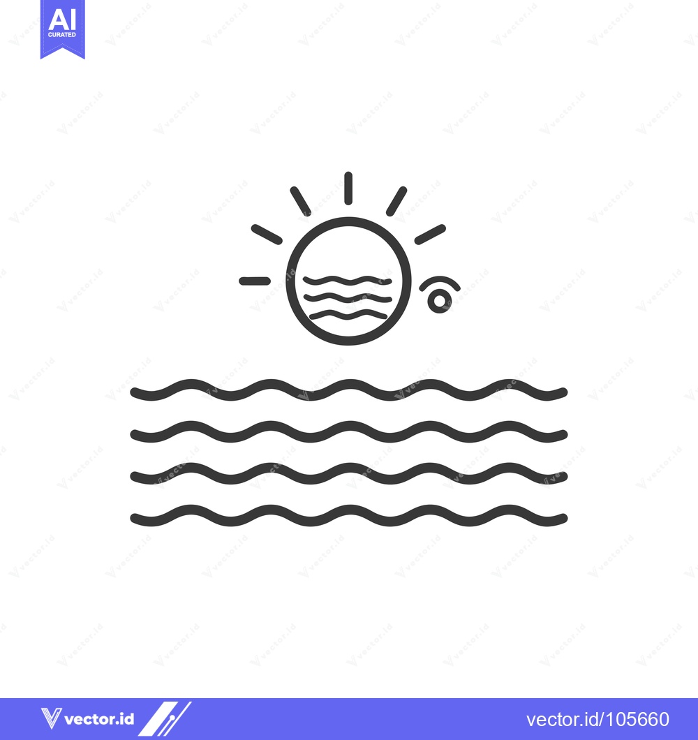 Premium Vector dari Sun Setting Over Wavy Ocean Surface with a Degree Symbol