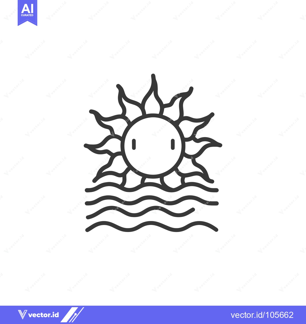 Premium Vector of Sun Setting Over Wavy Water