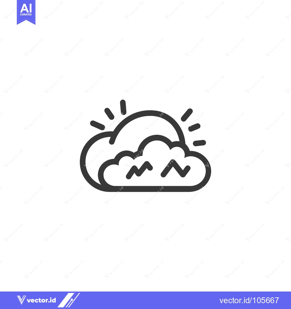Premium Vector dari Sun Shining Through Cloudy Sky with Lightning Bolts Icon