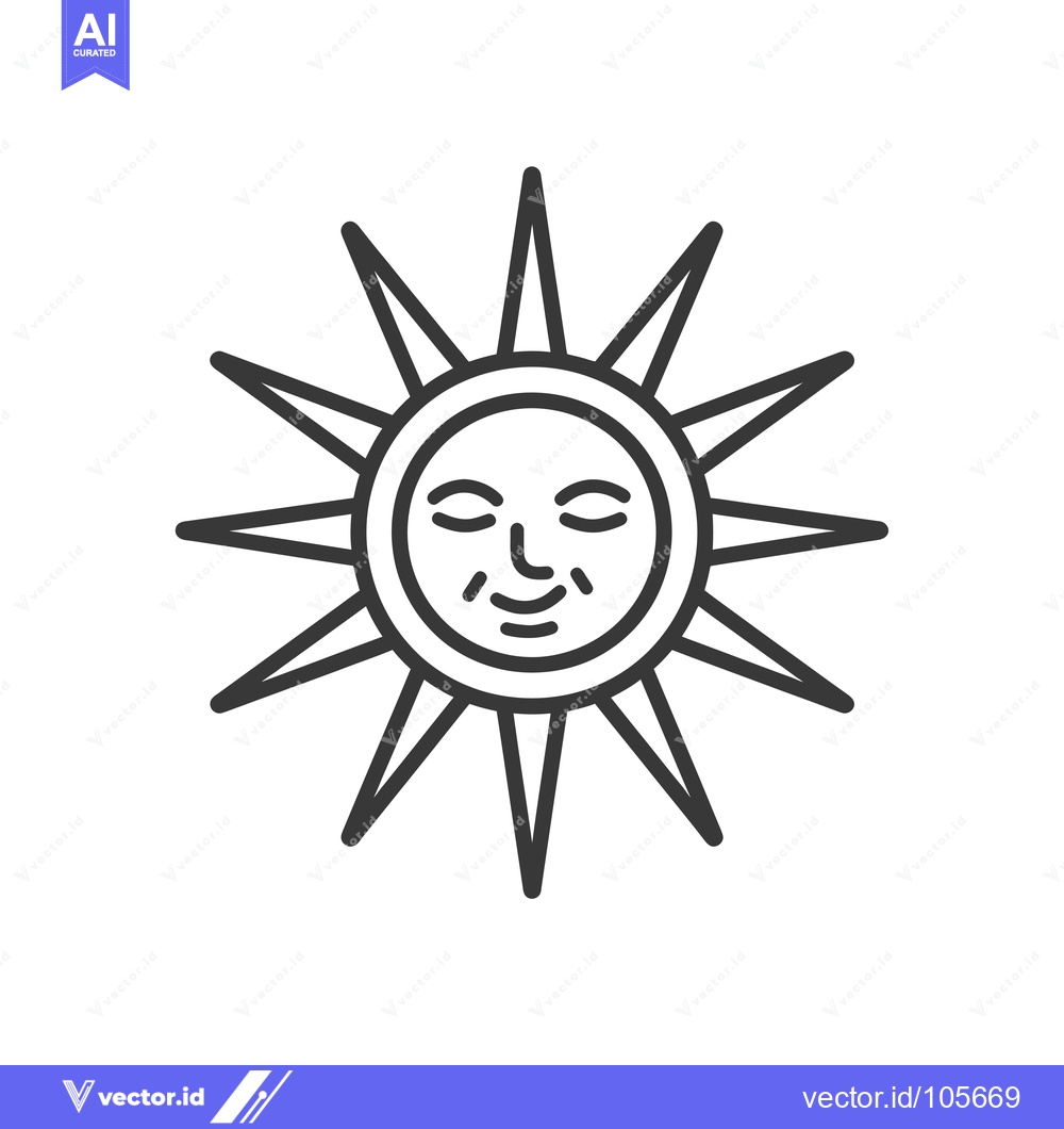 Premium Vector dari Sun with a Smiling Face and Rays