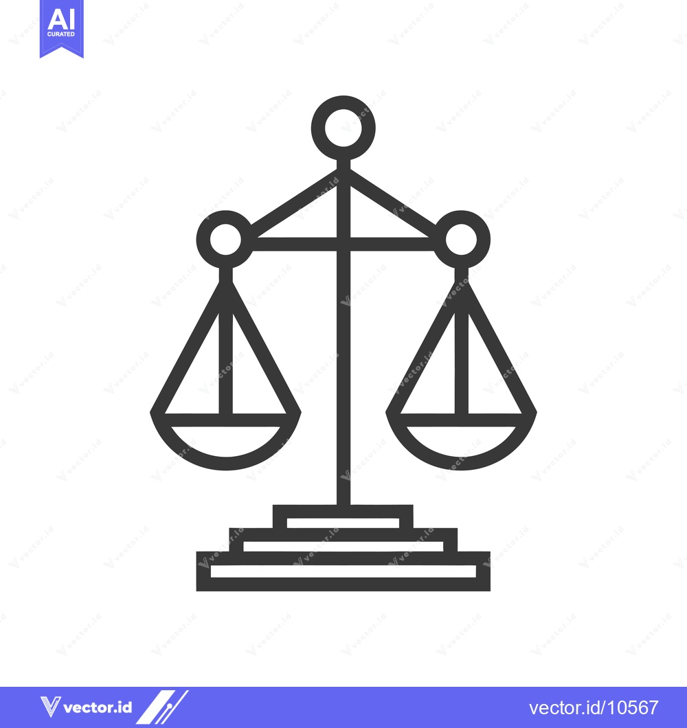 Premium Vector dari A Black and White Line Drawing of a Scale of Justice