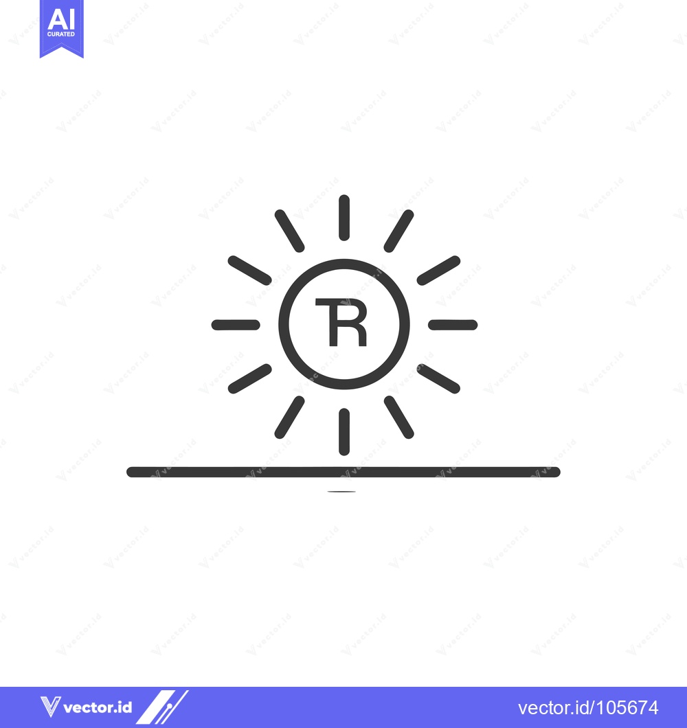 Premium Vector dari Sun with Letter R Inside Circle and Line Below