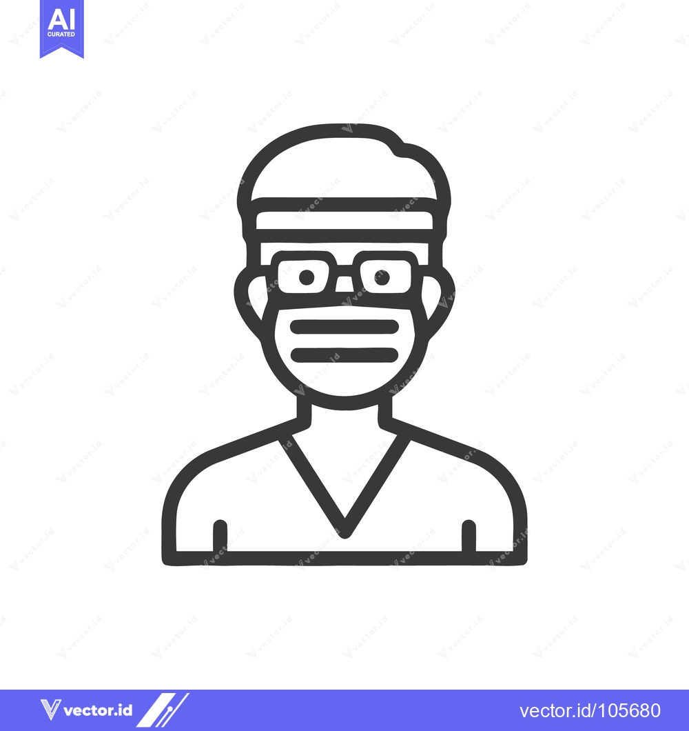 Premium Vector dari Minimalist Icon: Doctor with Mask and Glasses, Healthcare Professional