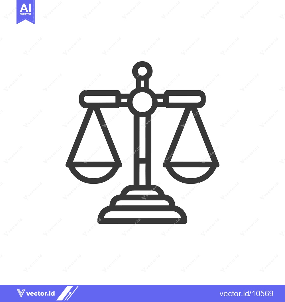 Premium Vector of A Black and White Line Drawing of a Scale with Two Balanced Pans