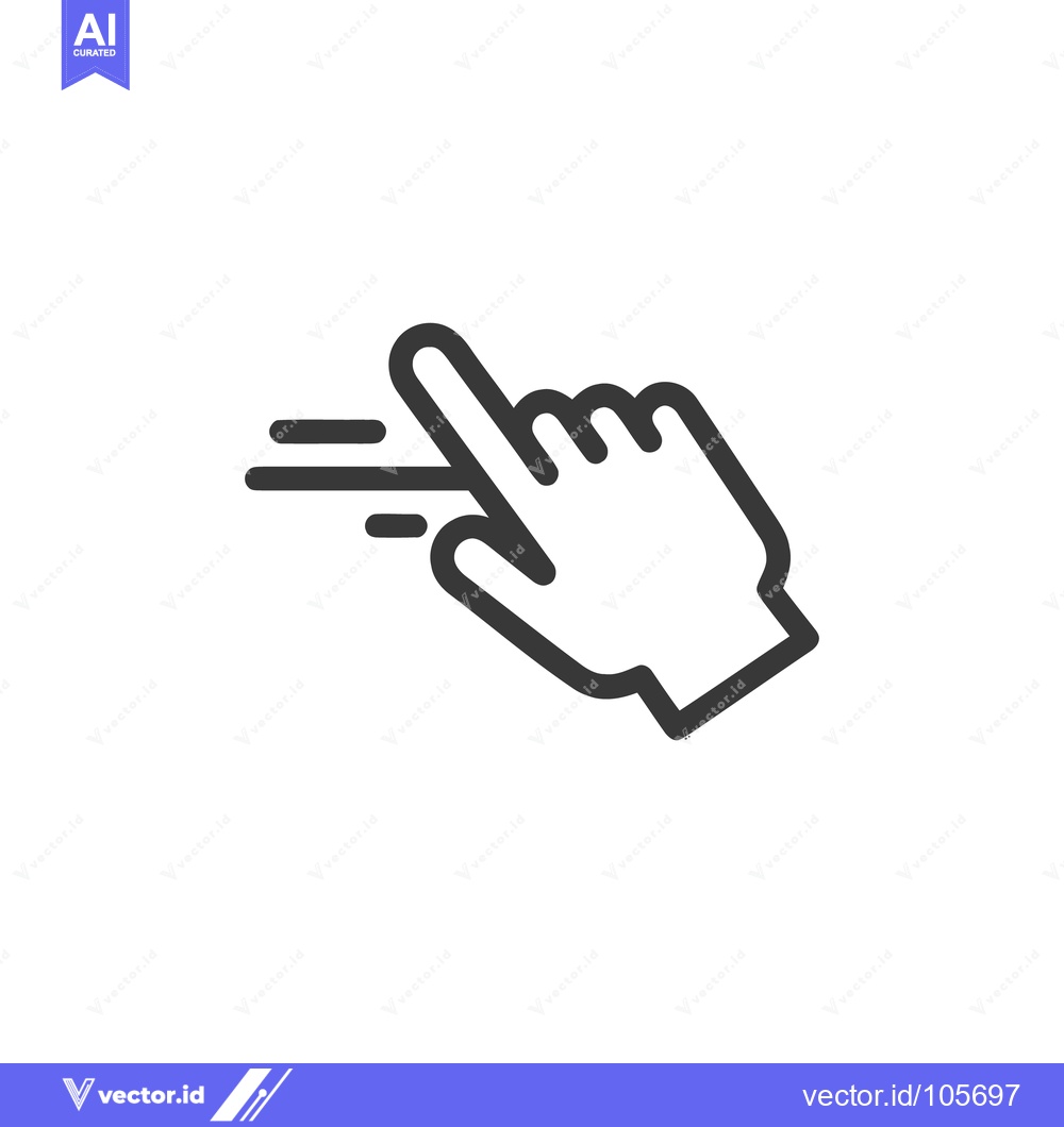 Premium Vector dari Swipe Gesture Icon: Minimalist Hand with Motion Lines on White Backgro