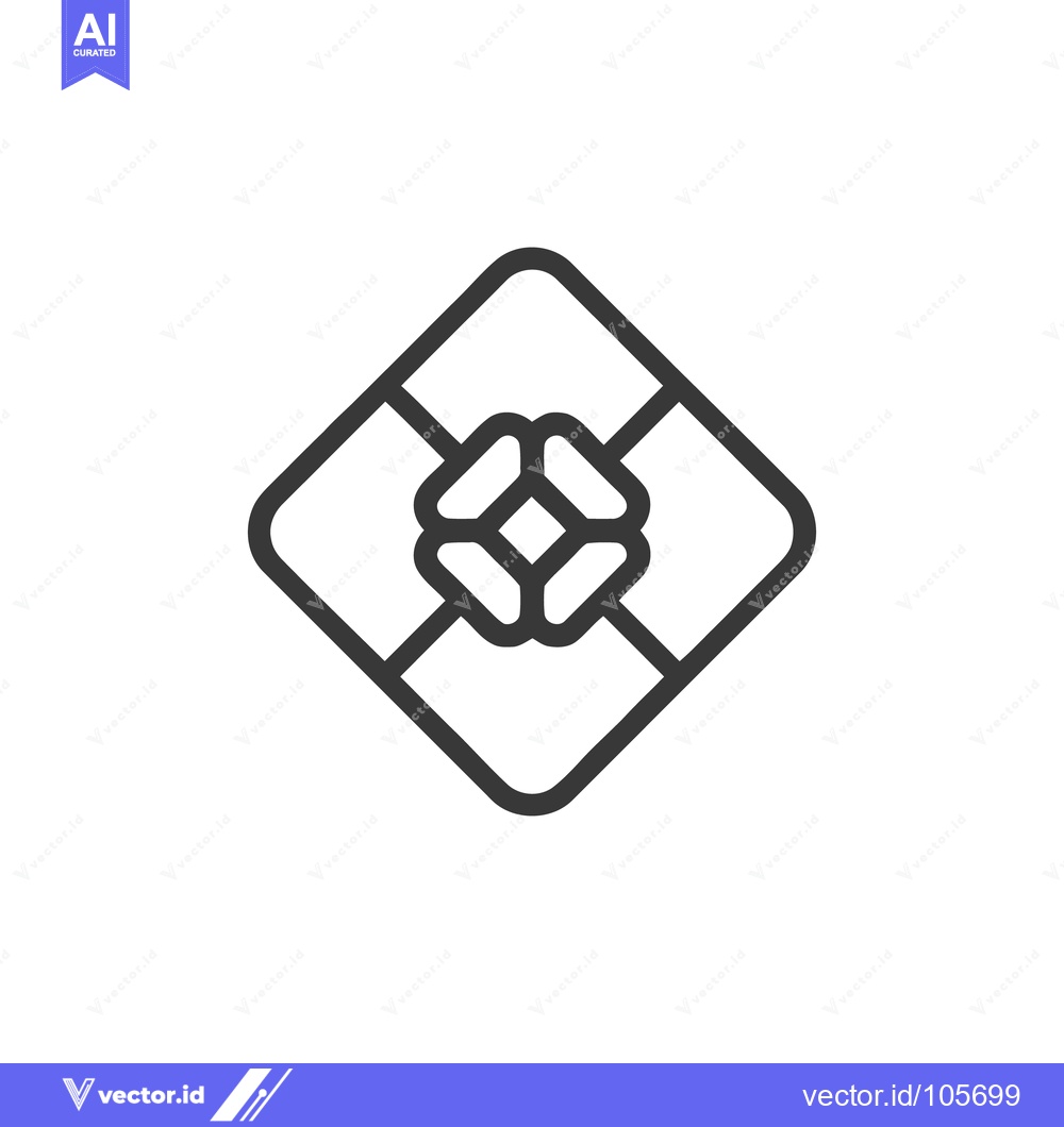 Premium Vector of Abstract Geometric Design: Diamond with Central Floral Motif in Minima