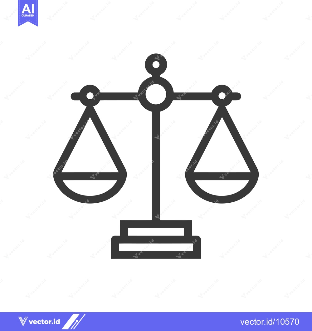 Premium Vector dari A black and white line drawing of a scale with two pans