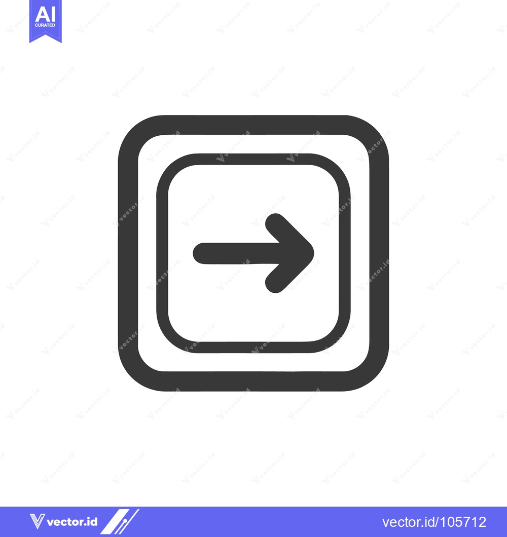 Premium Vector of Bold Right Arrow Icon in Double Rounded Square Frame, Simple Design