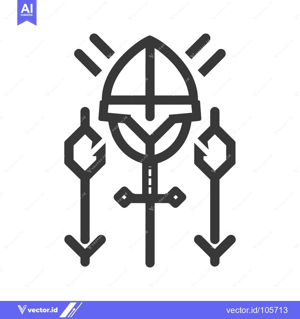 Premium Vector dari Sword, Helmet and Arrows Pointing Downward