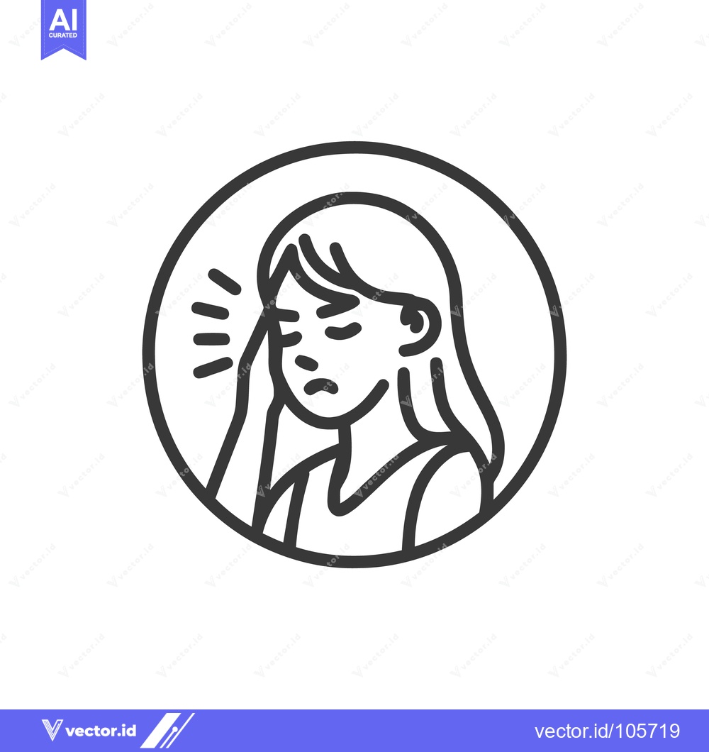 Premium Vector dari Headache Icon: Woman with Pain, Stress, and Health Issues in Circle