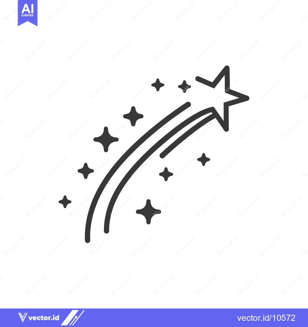 Premium Vector dari A Black and White Line Drawing of a Shooting Star with a Tail
