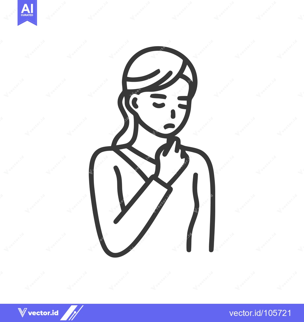 Premium Vector dari Sore Throat Woman Line Art: Illness, Discomfort, and Health Concern
