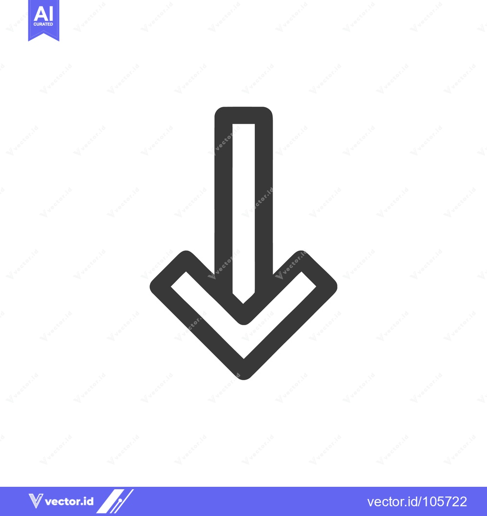 Premium Vector dari Bold Downward Arrow Icon: Simple Graphic, Directional Symbol on White