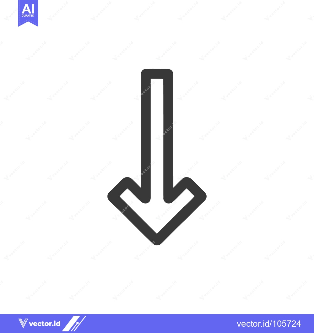 Premium Vector dari Bold Downward Arrow Icon: Simple, Clean Design on White Background