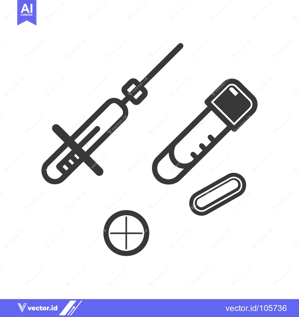 Premium Vector of Syringe, Test Tube, Blood Sample and Target Icon Set