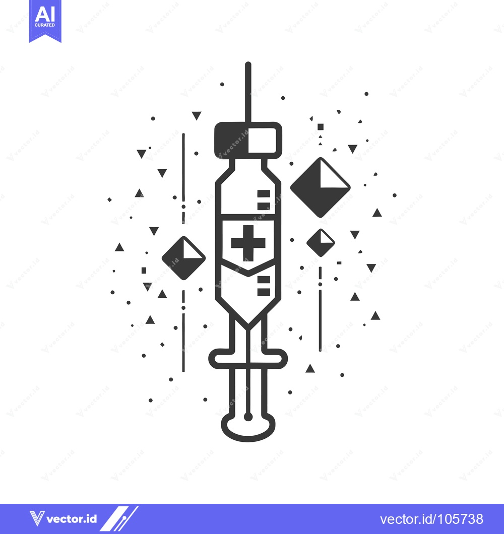 Premium Vector dari Syringe with Plus Symbol and Geometric Shapes