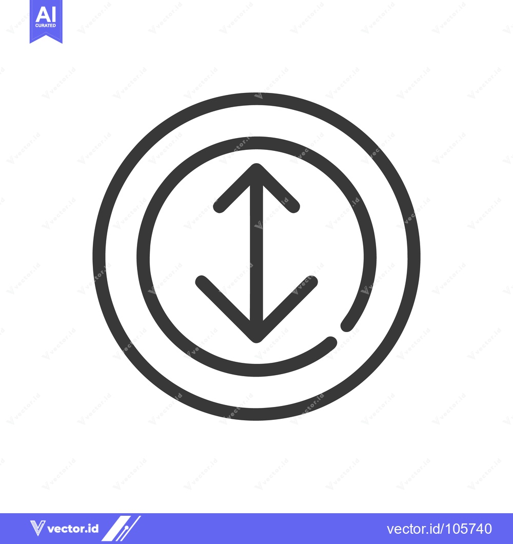 Premium Vector dari Up and Down Arrows in a Circle, Minimalist Line Art Icon