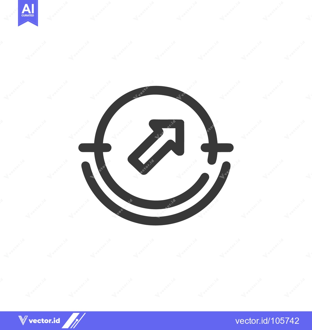 Premium Vector of Ascending Arrow within Circular Path, Minimalist Icon Design on White