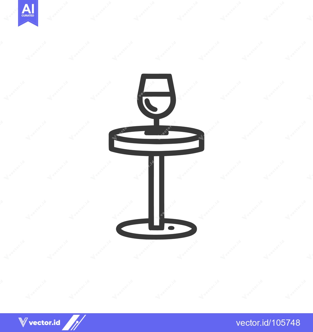 Premium Vector dari Minimalist Wine Glass on Table Icon: Elegant Line Art Design