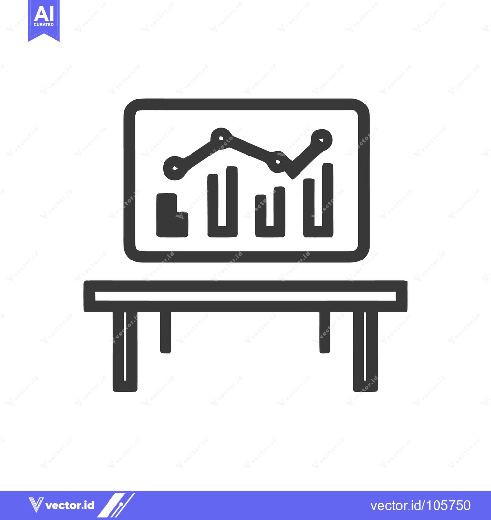 Premium Vector dari Business Presentation: Line and Bar Graph on Table Icon