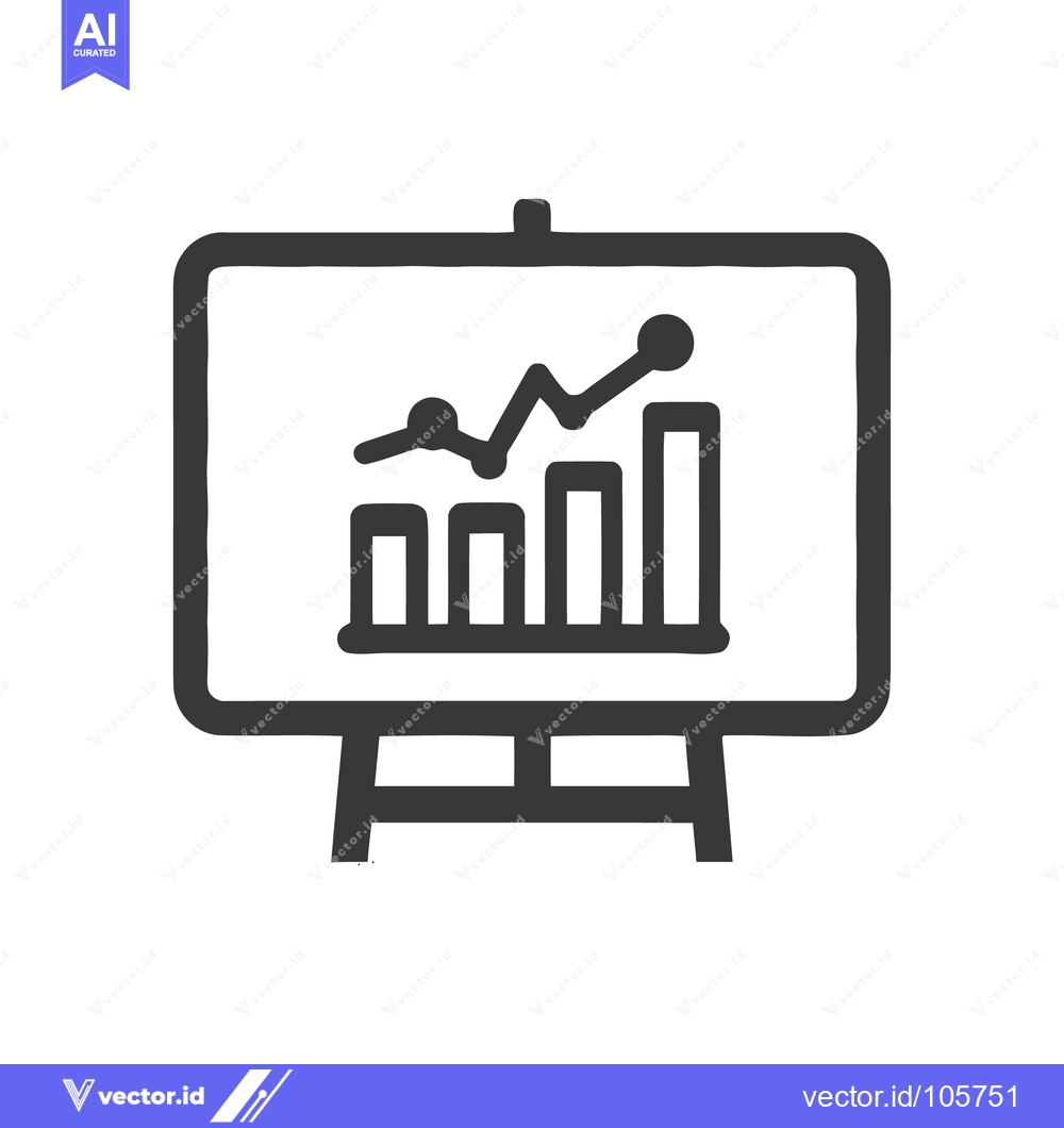 Premium Vector of Hand-Drawn Style Presentation Board with Rising Bar Chart and Line Gra