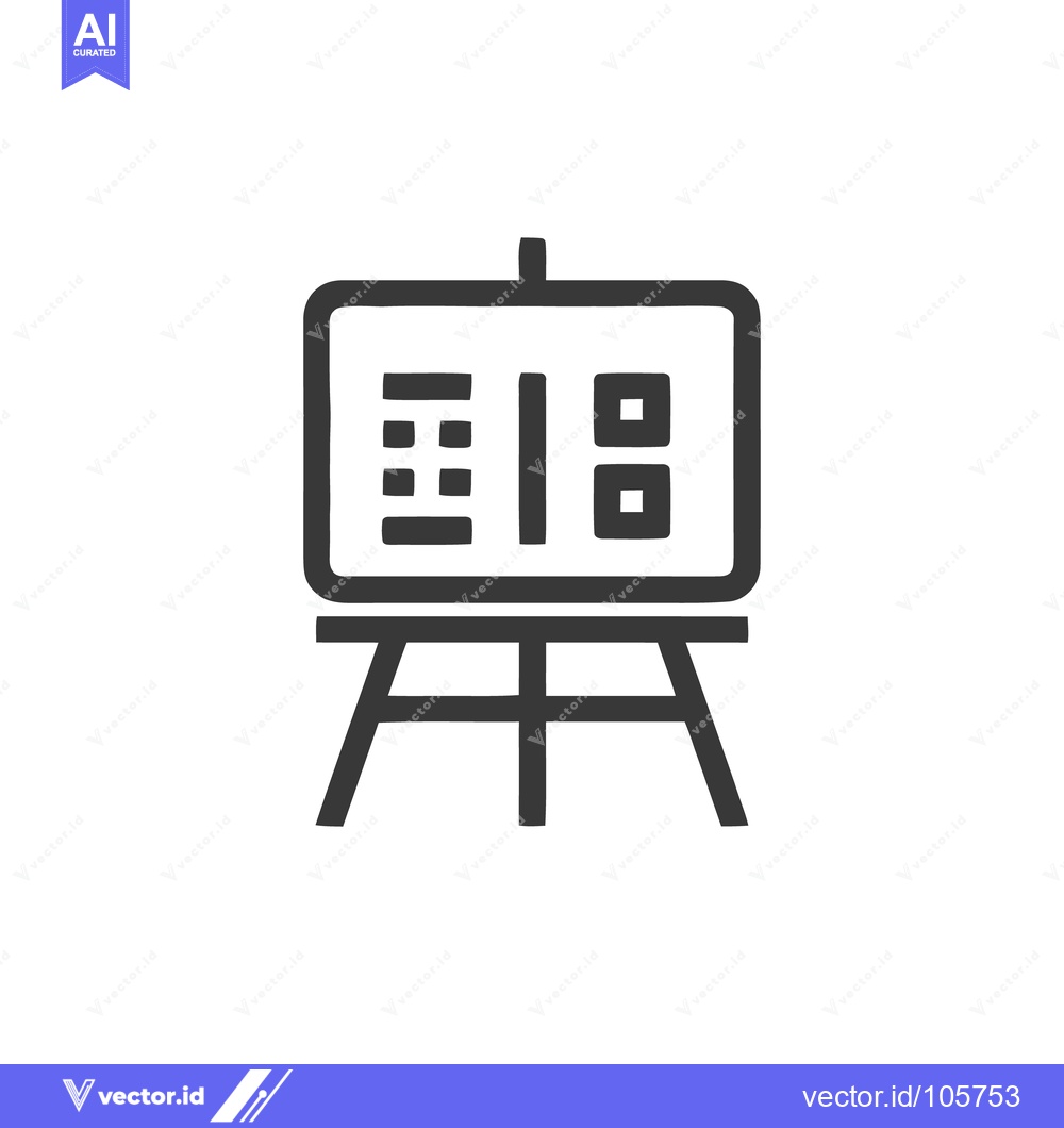 Premium Vector of Presentation Board Icon: Simple Design with Data and Graphics on White