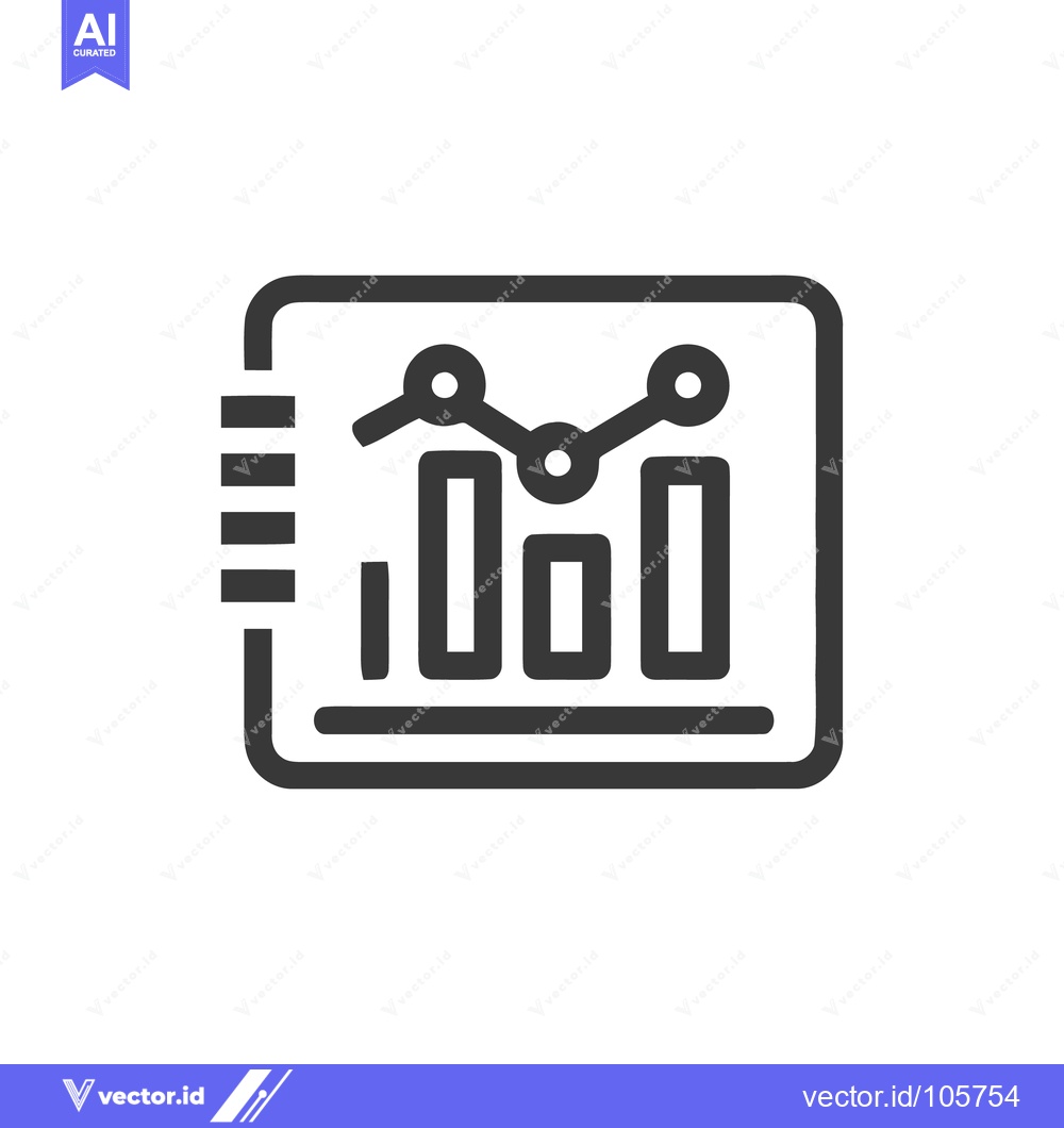 Premium Vector dari Minimalist Stock Chart Icon with Trend Line and Data Bars
