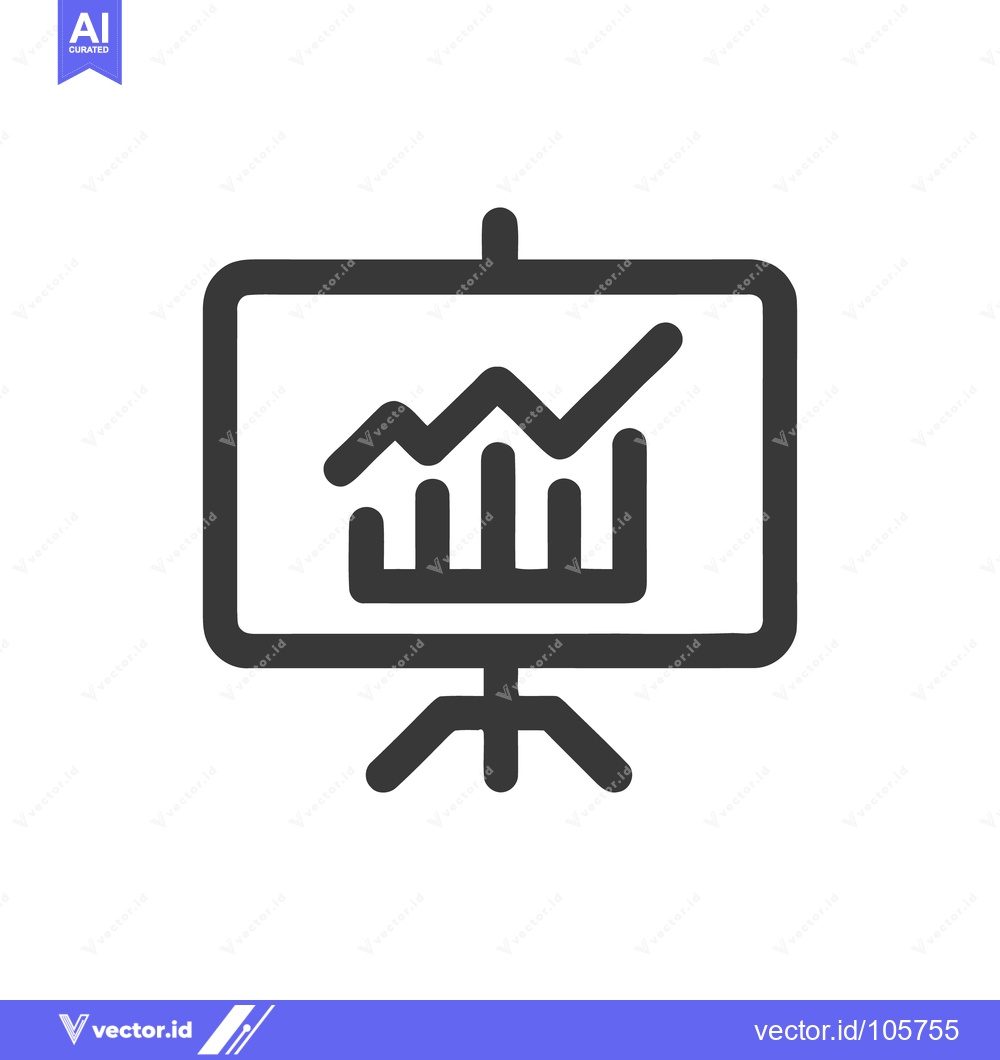 Premium Vector of Presentation Board Icon: Upward Trend, Business Growth, Data Analysis