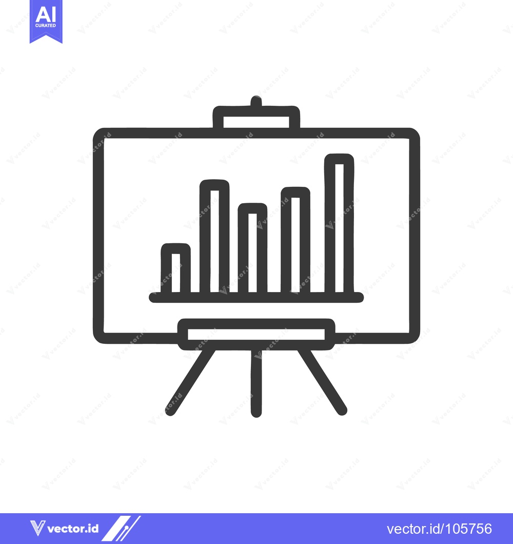 Premium Vector of Presentation Board with Bar Graph Icon, Business Data Analysis
