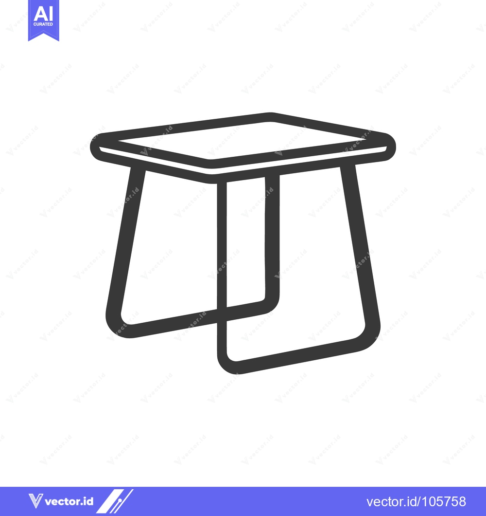 Premium Vector of Minimalist Table Icon: Modern Furniture Design with Rounded Edges and