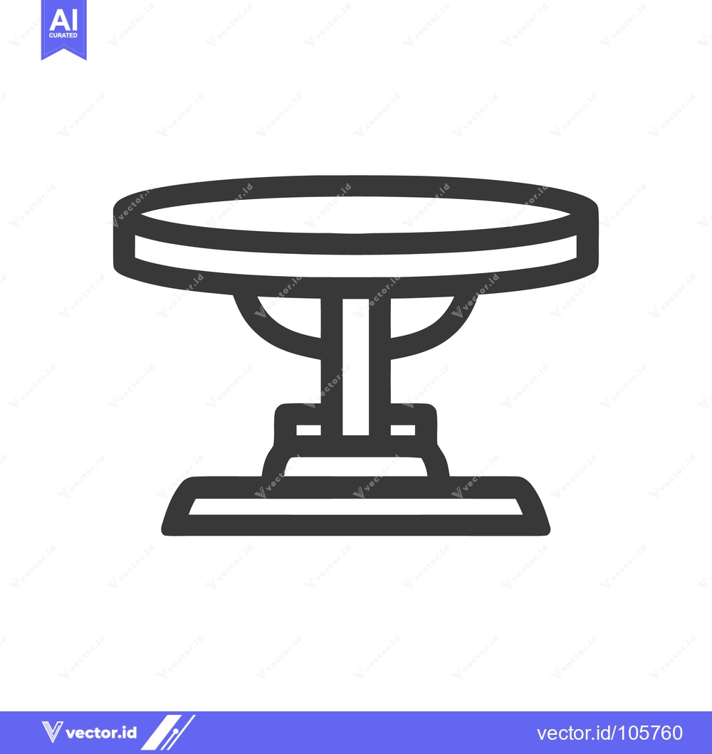 Premium Vector dari Minimalist Table Icon: Round Top, Pedestal Base, Bold Outline