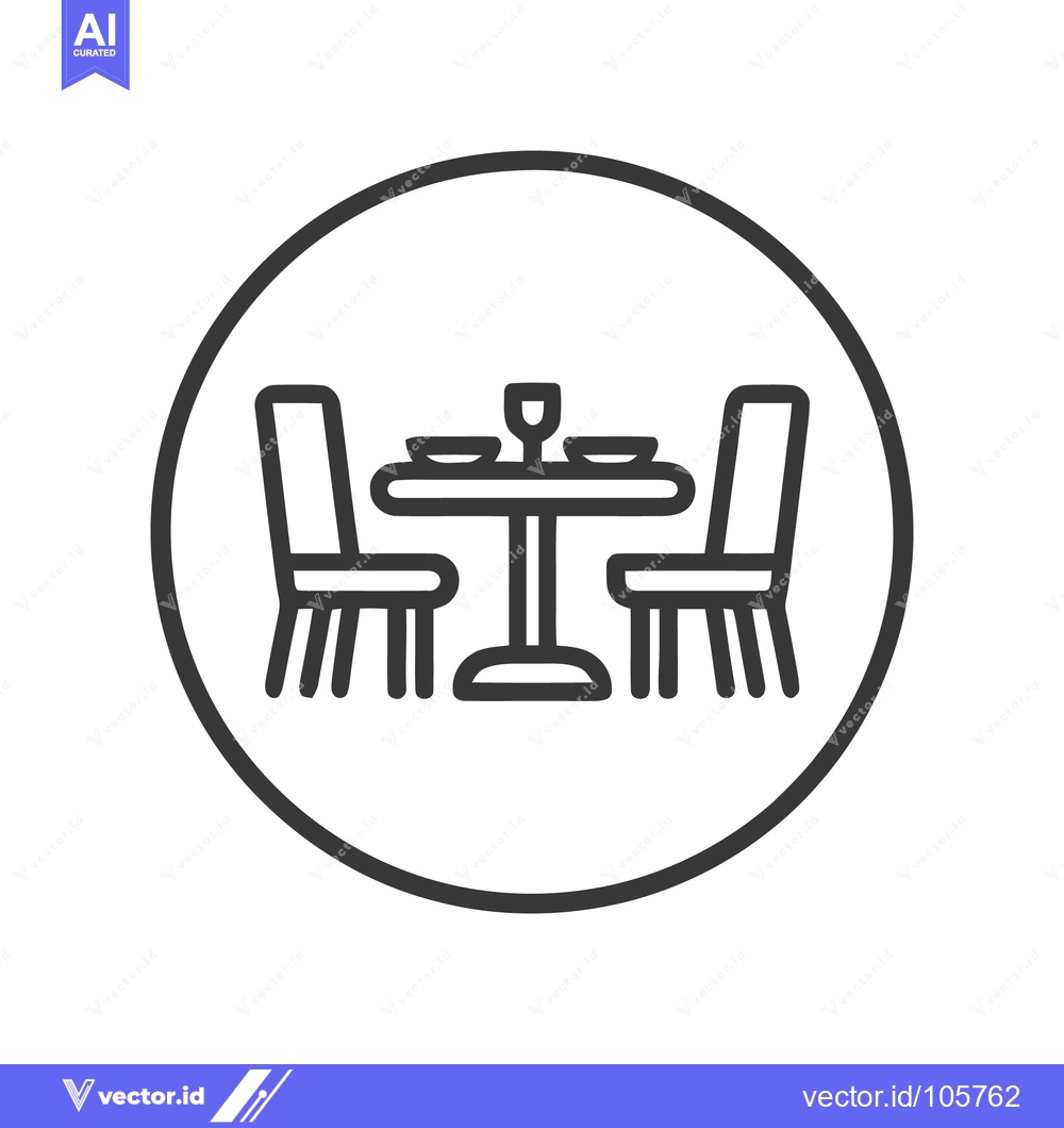 Premium Vector of Minimalist Dining Table Icon: Elegant Meal Setting in Circular Frame