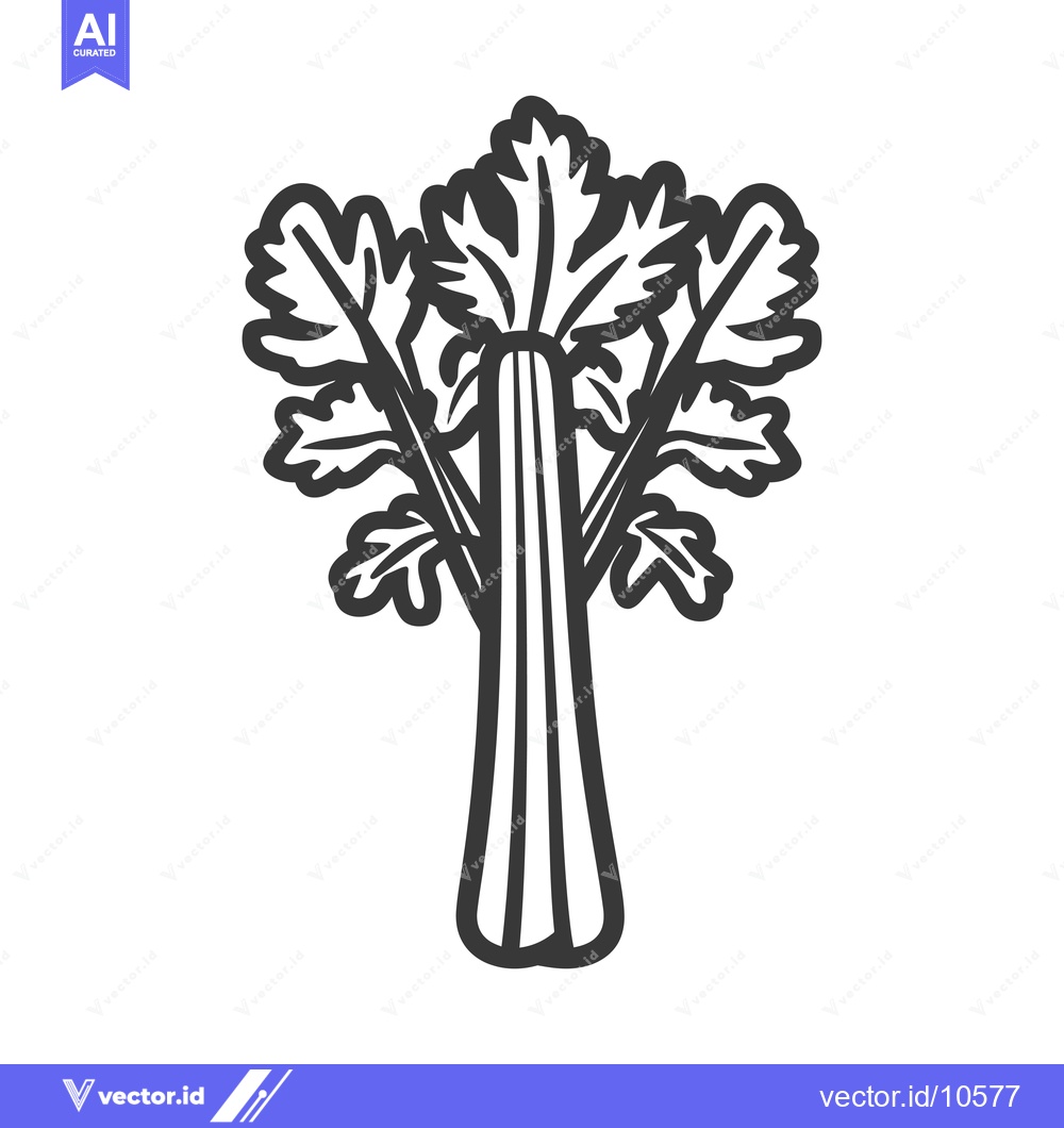Premium Vector dari A Black and White Line Drawing of a Single Celery Stalk