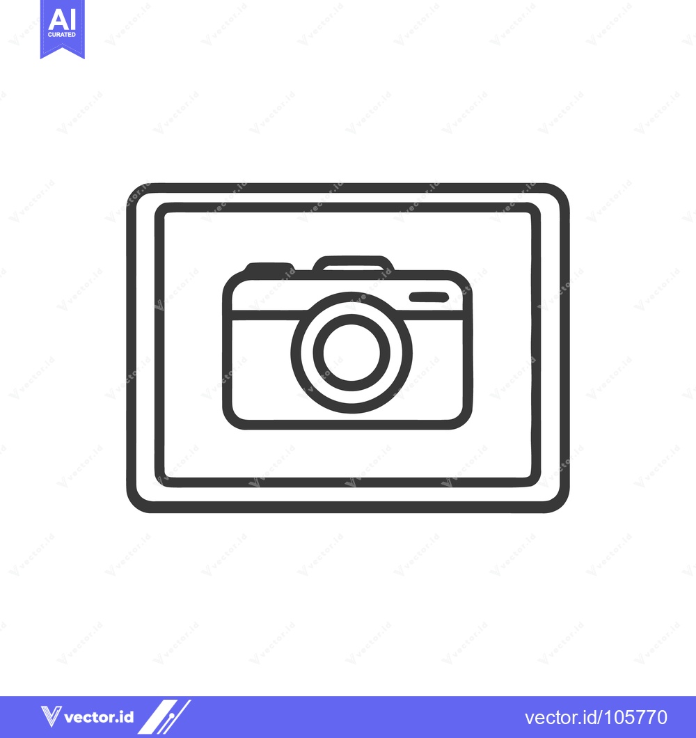 Premium Vector dari Camera Icon in Rounded Square Frame, Minimalist Line Art