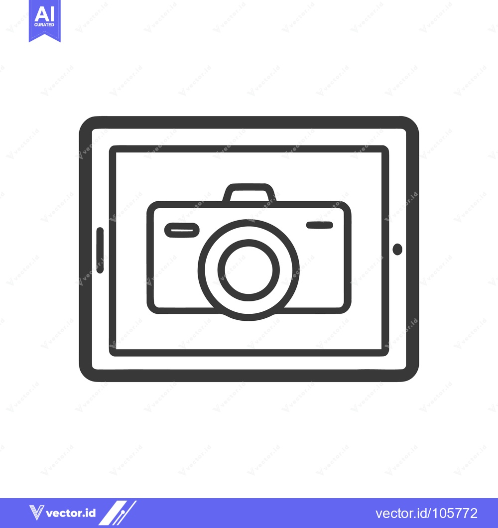 Premium Vector dari Tablet Displaying Camera Icon, Minimalist Design, Technology Concept