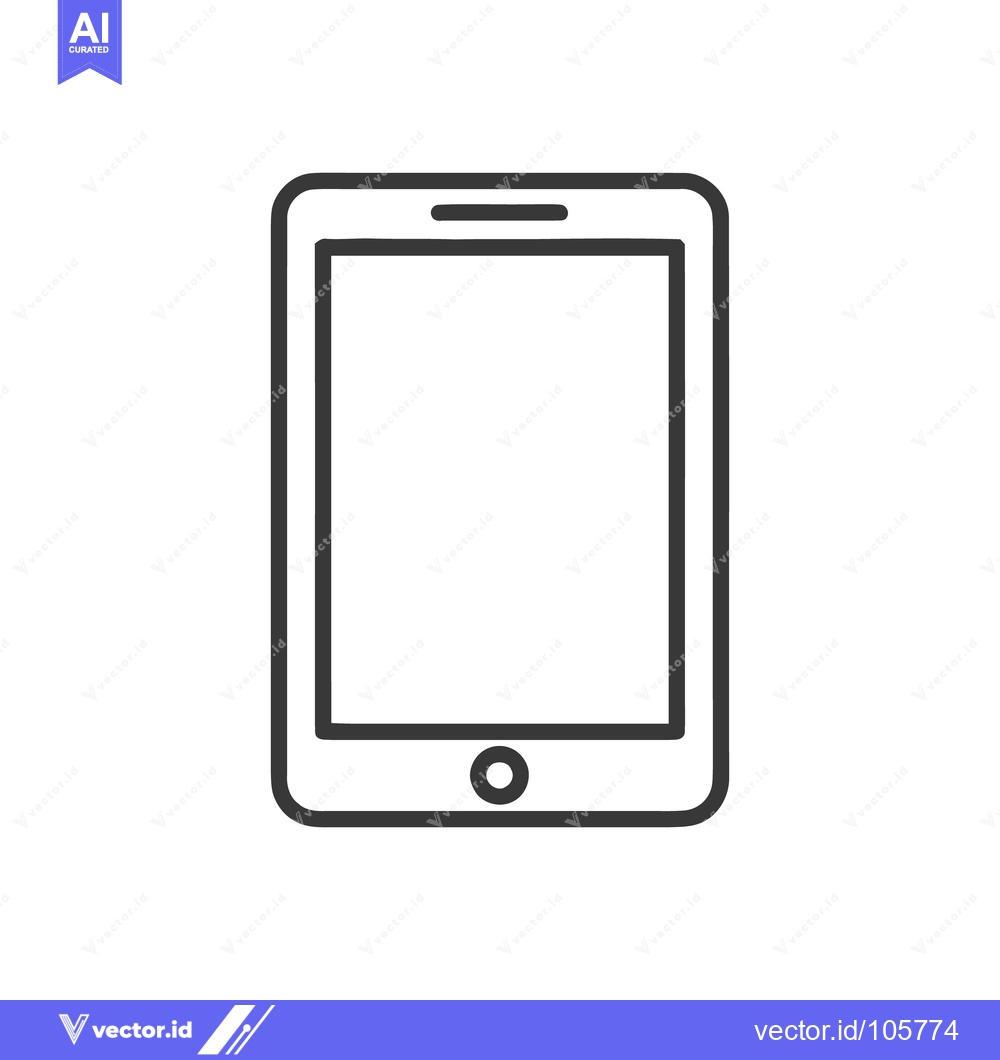 Premium Vector dari Minimalist Tablet Icon: Clean Line Art on White Background