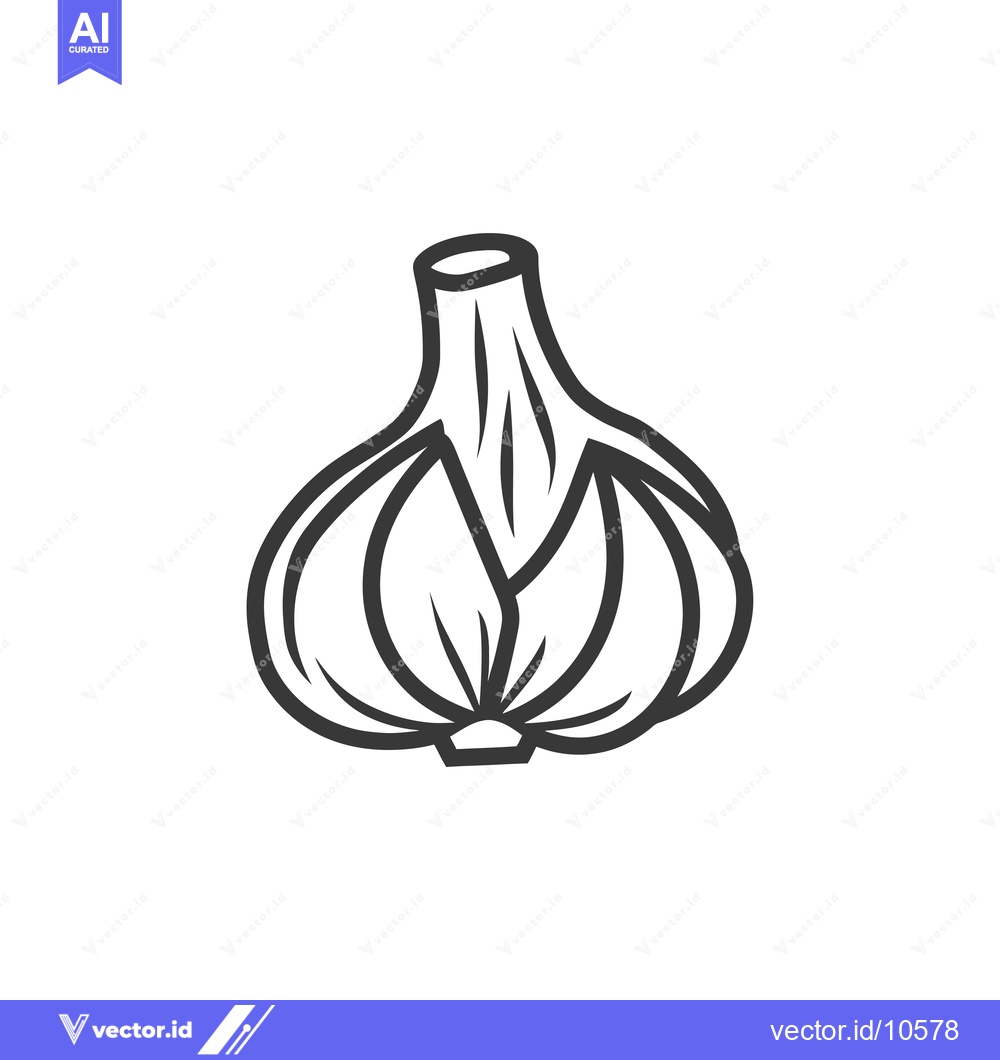 Premium Vector dari A Black and White Line Drawing of a Single Garlic Bulb