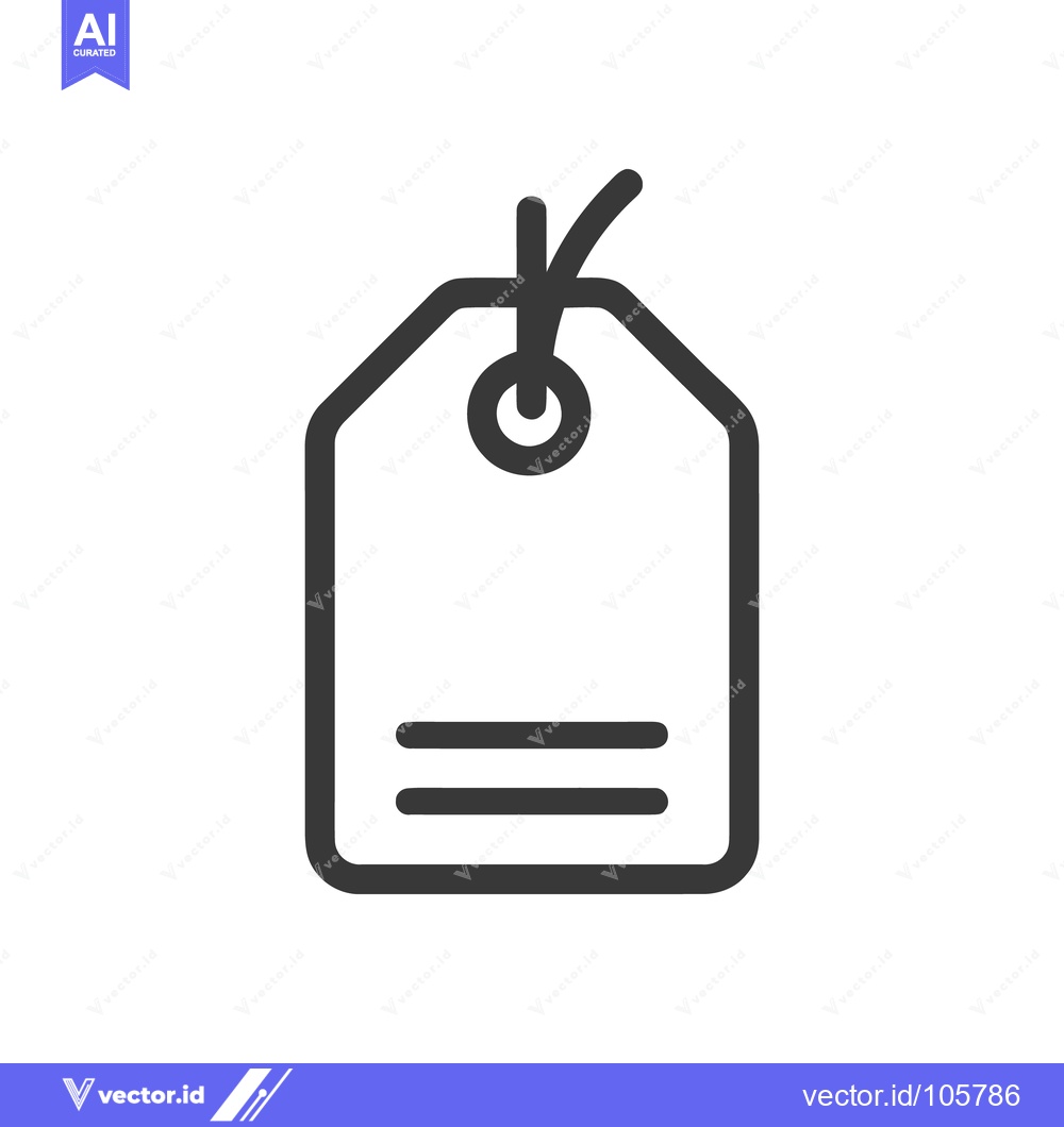 Premium Vector of Minimalist Price Tag Icon with String and Lines Detail