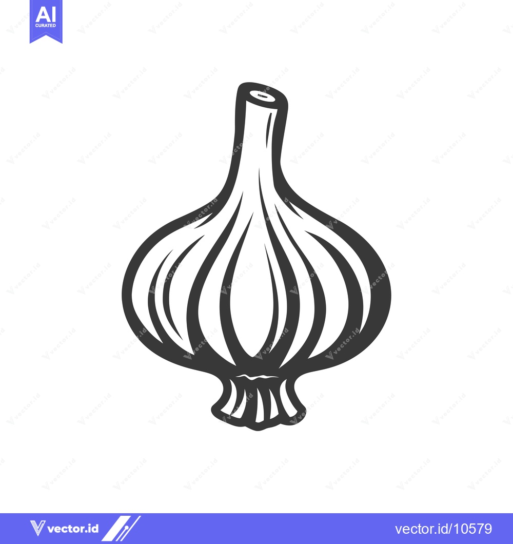 Premium Vector dari A Black and White Line Drawing of a Single Garlic Bulb