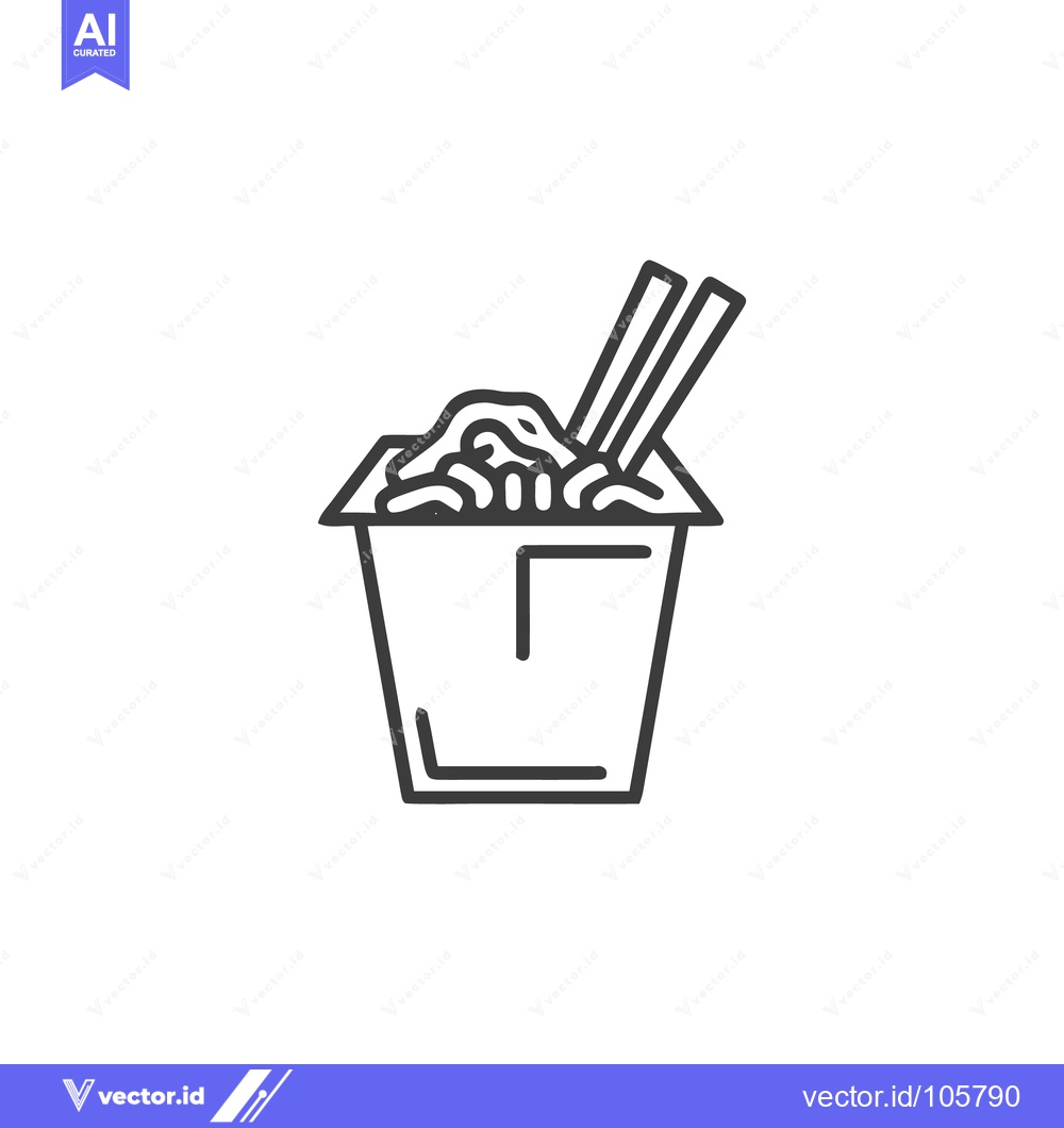 Premium Vector dari Minimalist Noodles in Takeout Container with Chopsticks Icon