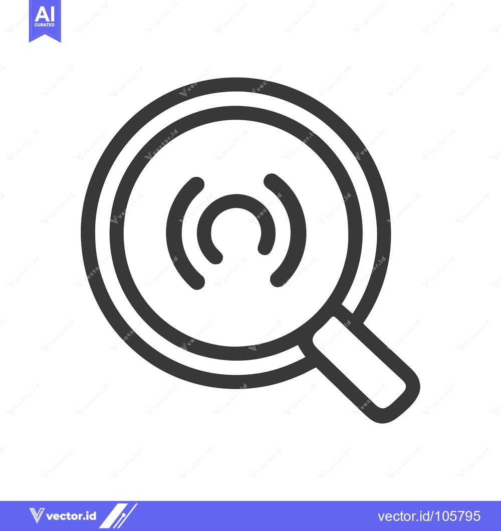 Premium Vector dari Minimalist Search Icon with Signal Waves, Dark Gray on White Backgroun