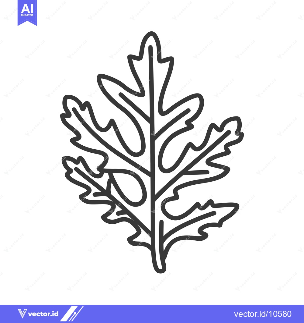 Premium Vector of A Black and White Line Drawing of a Single Leaf