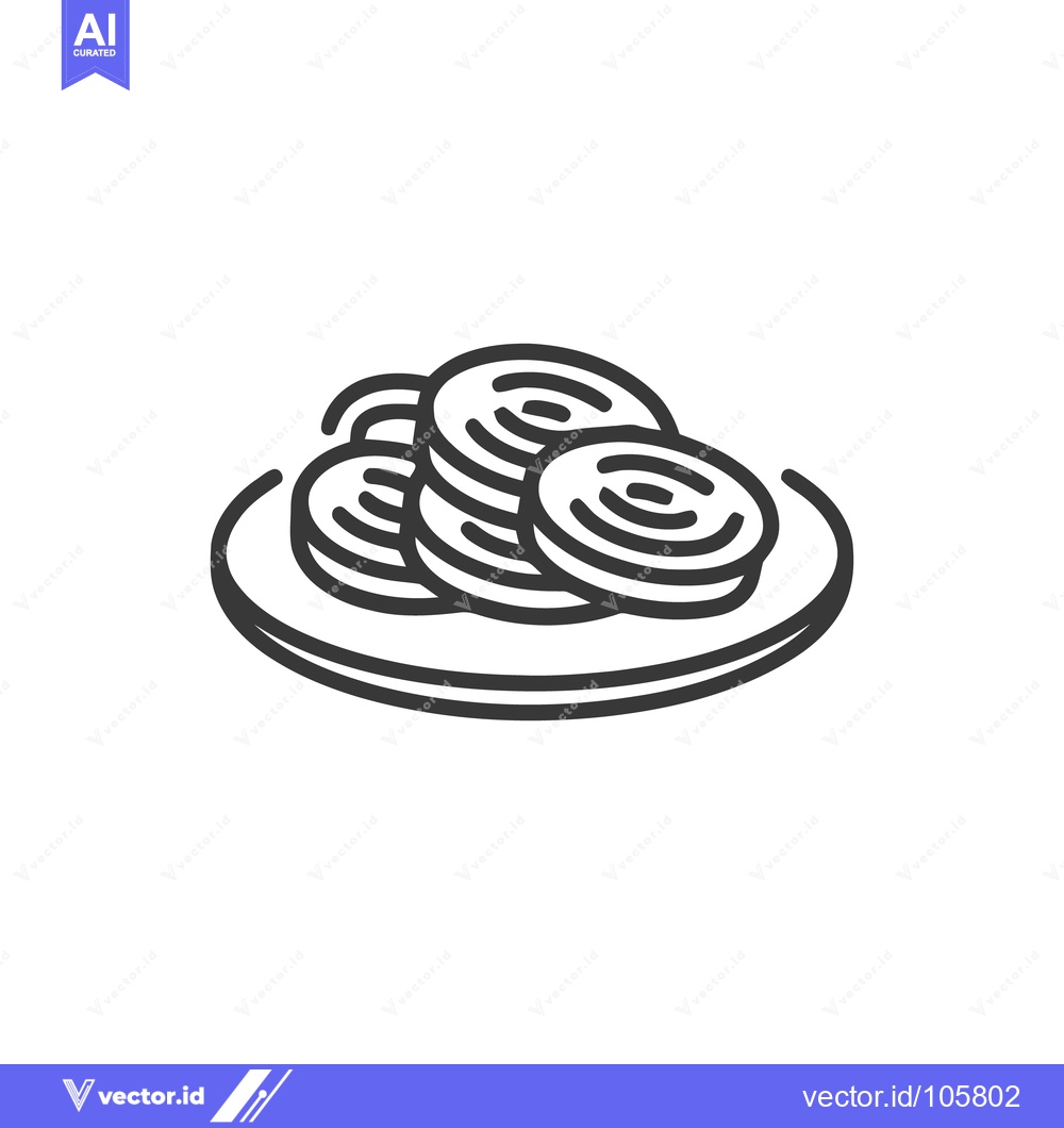 Premium Vector dari Stack of Pancakes on Plate, Minimalist Line Art Illustration