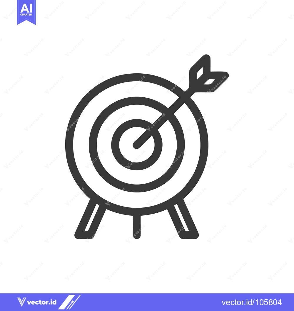 Premium Vector of Minimalist Target Icon with Arrow, Goal Achievement Symbol